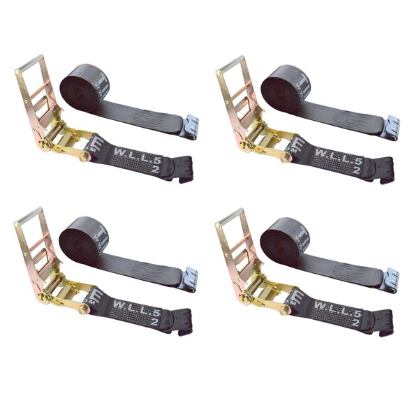Heavy Duty 4" x 30' Ratchet Tie Down Strap Flat Hook for Farm Trailer Truck Black, 4PK